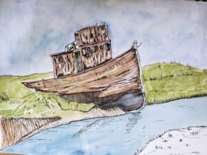 line and wash old boat