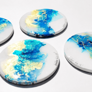 Golden Tide Resin Coaster Set