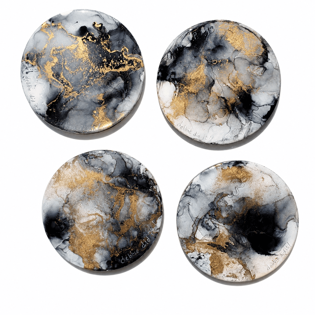 Midnight Gilded Resin Coaster Set - Image 4