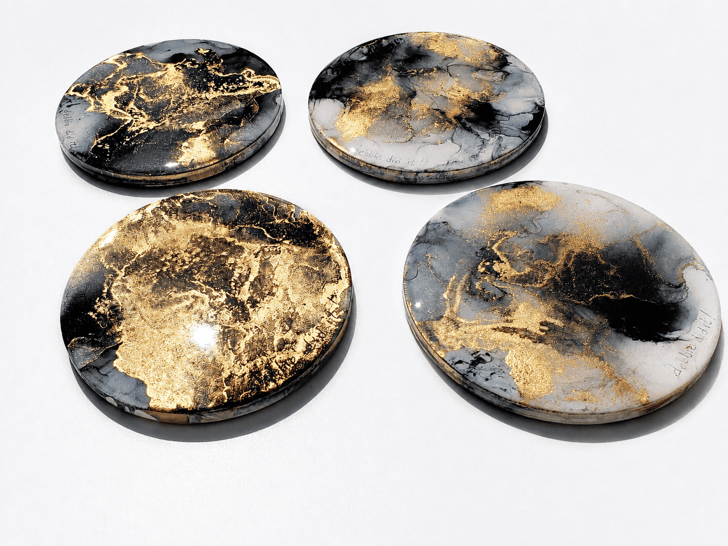Midnight Gilded Resin Coaster Set - Image 2