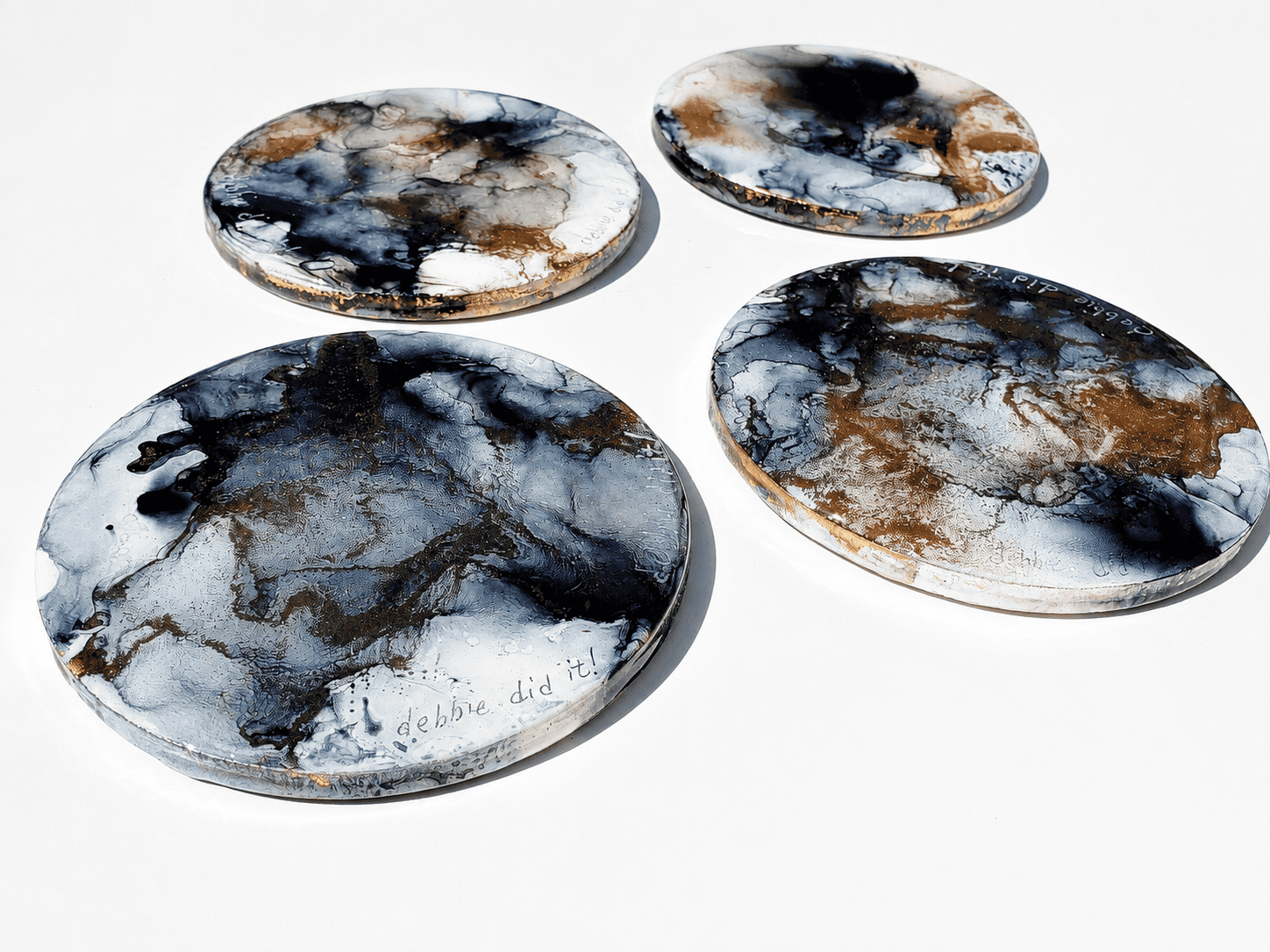 Midnight Gilded Resin Coaster Set